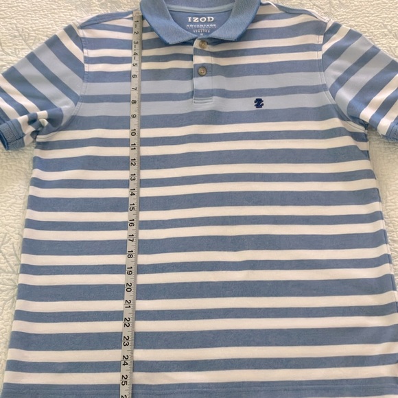 IZOD Advantage Performance Blue and White Striped Polo Shirt Size Medium - Picture 5 of 13